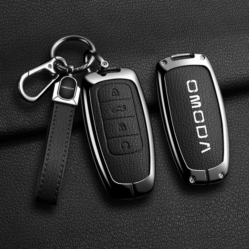 Фото Чехол для автомобильного ключа из цинкового сплава и кожи для Chery Omoda C5 E5 C9 Omoda 5 9 EV PHEV 7 8 Pro Plus 2025 – Аксессуары для ключей-брелоков №3