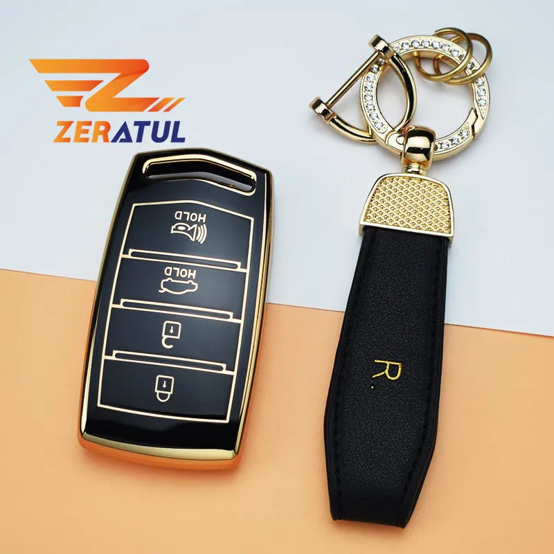 Чехол для автомобильного ключа из ТПУ с 4 кнопками, чехол для ключа для Hyundai Genesis G70 G80 G90 2017-2020, защитные аксессуары для автомобильного брелка