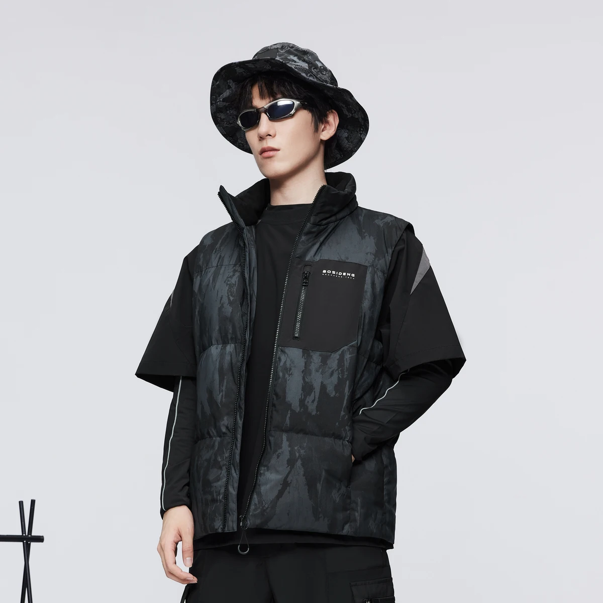 Мужской жилет BOSIDENG зимний теплый с воротником-стойкой утепленный пуховой 90%