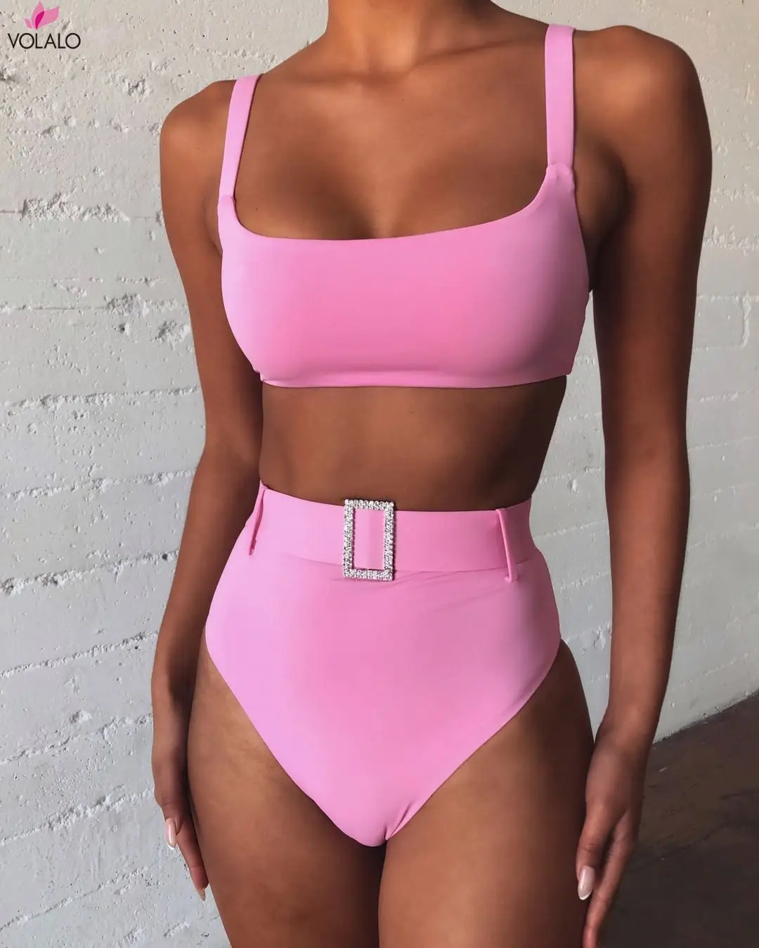 Сексуальный пояс черный бикини с высокой талией 2024 комплект бикини-бандо женский