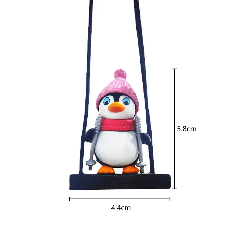 Swing Sled Penguin Car Pendant Gentleman Penguin Auto Rearview Mirror Decoration Car Interior Accessories Animal Doll Toys images - 6