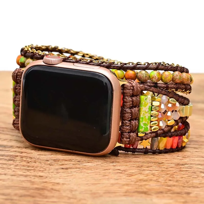 

Креативный браслет «император» оранжевого и зеленого цвета для Apple Watch Band 44 мм 40 мм Iwatch 42 мм 38 мм, ювелирные изделия, женский браслет для серии...