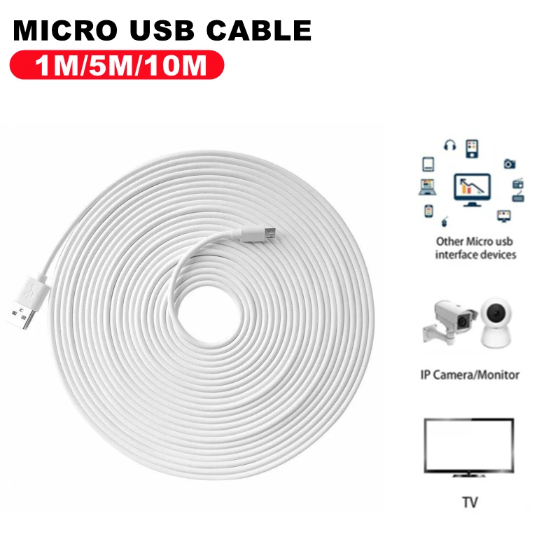 

1m/2m/3m/5m/10m Micro USB Charging Charger Cable for Android Smart Phone Long Wire Cord For Tablet Camera Speakers Charger Cable