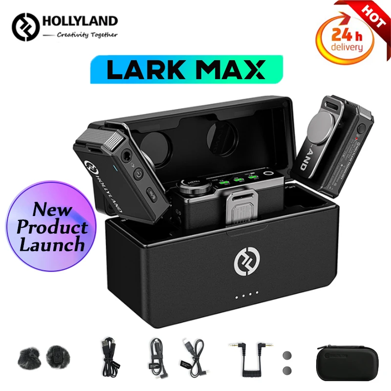 Беспроводной петличный микрофон Hollyland Lark Max, портативный микрофон для записи аудио и видео, для iPhone и Android, прямая трансляция