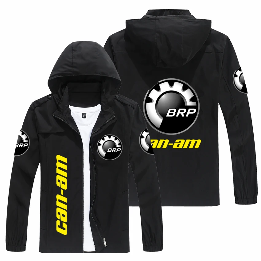 

Autumn and Winter Hooded Windbreaker Men's Cardigan Leather Fashion Print Casual Coat Cycling Top