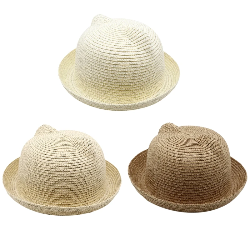 

Trendy Summer for Sun Hat Parent-child Straw Hat Sunshade Hat for Cat Ears Fisherman Hat All-match for Outdoor Activitie