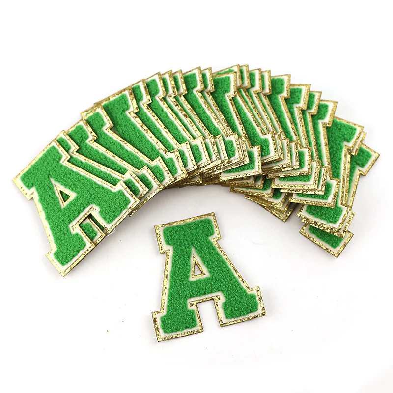 Embroidered Patches 8cm Chenille Gold Glitter Cloth Sticker Gritt Alphabet Clothing Diy Accessory