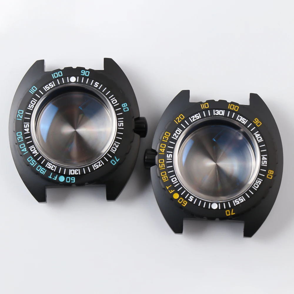 Funda de reloj negra impermeable para hombre, protector de cristal de zafiro mecánico, 120 Click Tactical Frog PVD SUB 300T, NH35, 200m