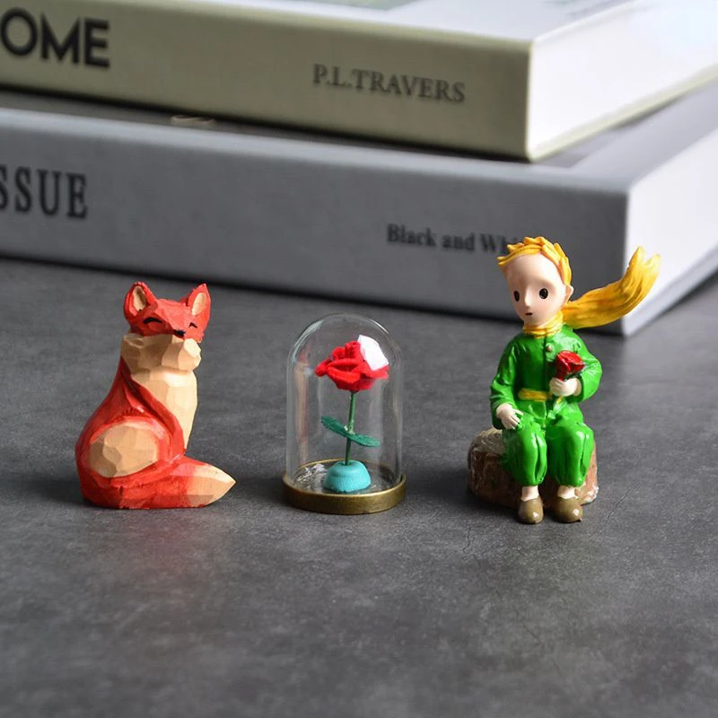 

The Little Prince and The Fox Wooden Figure Animal Keychain Bag's Accessories Key Chains Pendant Gifts for Kids Montessori Toys