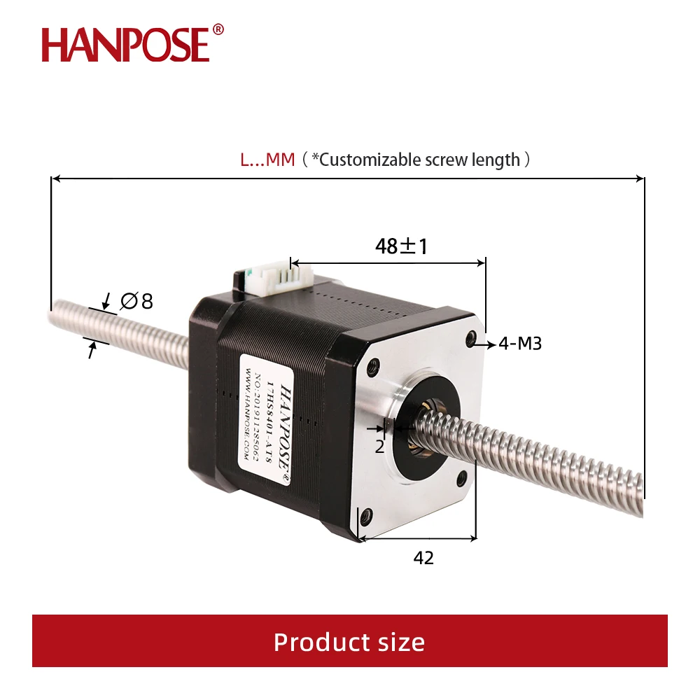 42-процессорный двигатель 42HA48-T8*2- 200 мм линейный винт трапециевидный