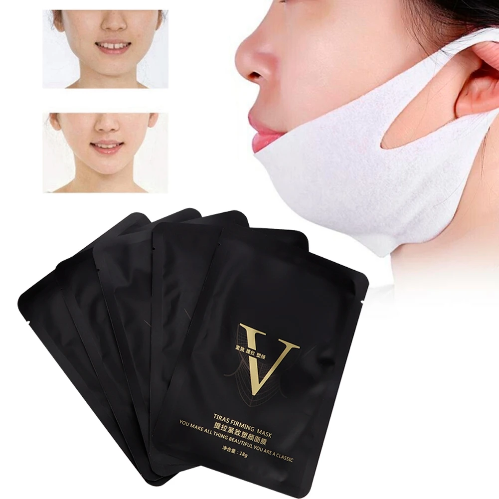 

5Pcs Natural Not Irritating Lifting Firming V-Face Mask Face Slimming Double Chins Shaping Anti-Wrinkle Moisturizing Skin Care