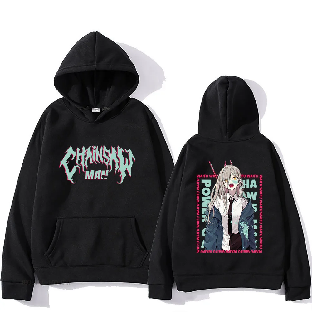 Chainsaw Man Power  Hoodie Gothic Long-sleeved Sweatshirt Japanese Anime Korean Streetwear Women/Men Printing Fashion