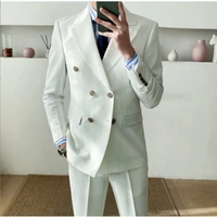 2022 custom made peaked lapel mens suit set formal wedding prom groom tuxedo 2 pieces suit jacketpants