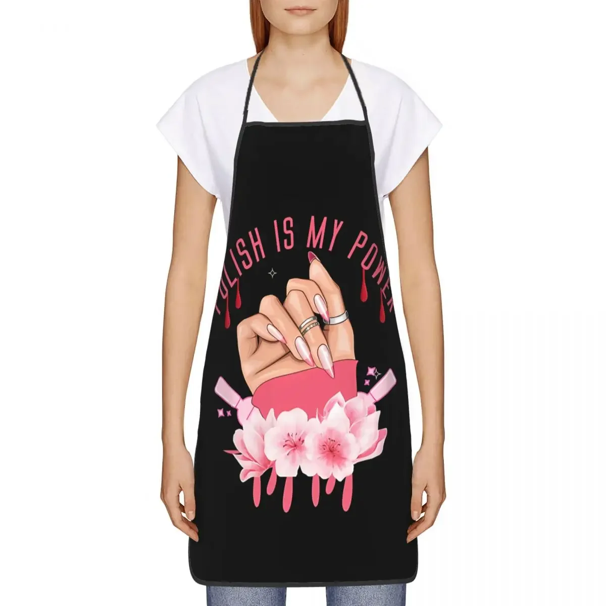 Нагрудник-лак для ногтей на заказ мой мощный фартук мужчин и женщин шеф-повар