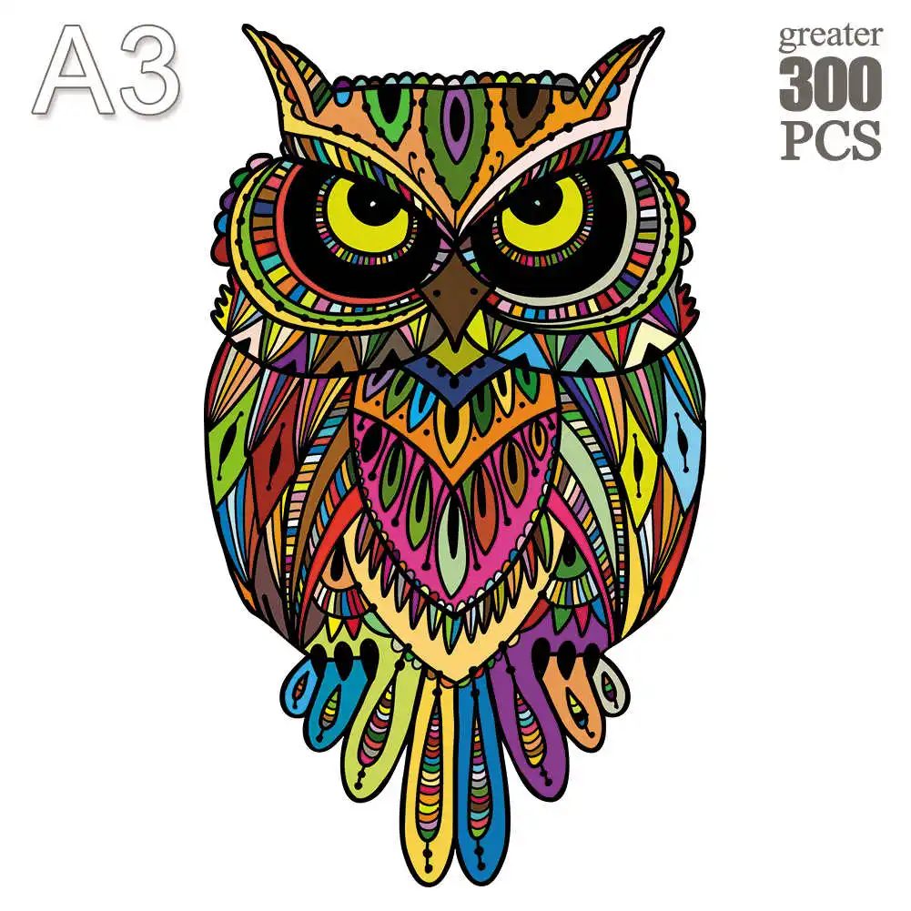 

3D owl Wooden Animal Jigsaw Puzzle DIY Wooden Puzzles For Adults Kids Interactive Games Holiday Gifts Wooden Puzzles 2022