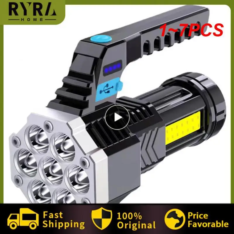 

1~7PCS High Power Led Flashlights Cob Side Light Lightweight Outdoor Lighting ABS Material 7LED Rechargeable Flashlight