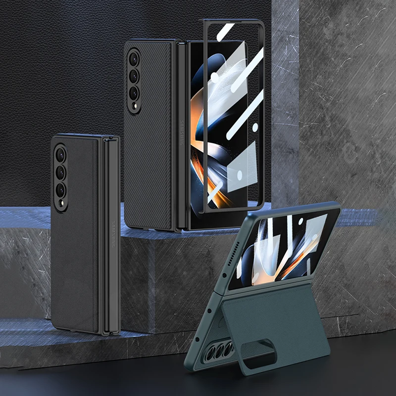 Suitable for Samsung Z Fold4 foldable screen phone case magnetic flip cover anti drop integrated phone case film protective case