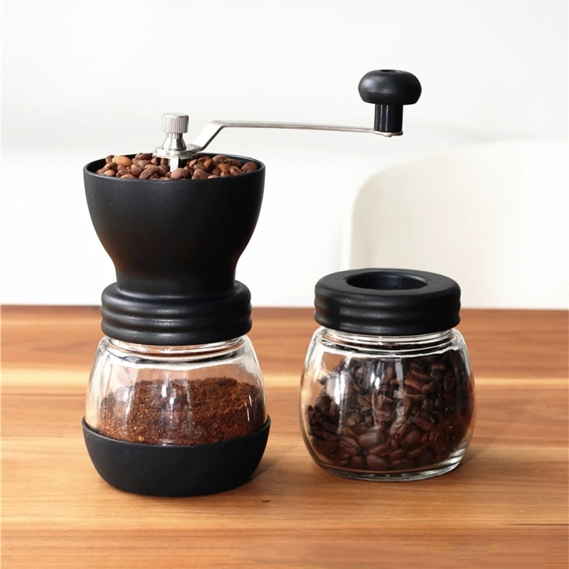 

Coffee Grinder Manual Ceramic Burr Coffee Bean Grinder With Glass Storage Jars Coffee Mill Maker Spice Grinders Washable