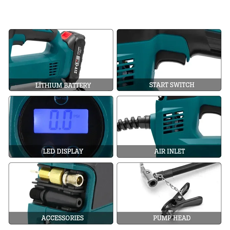 Беспроводной портативный Электрический воздушный насос цифровой автомобильный