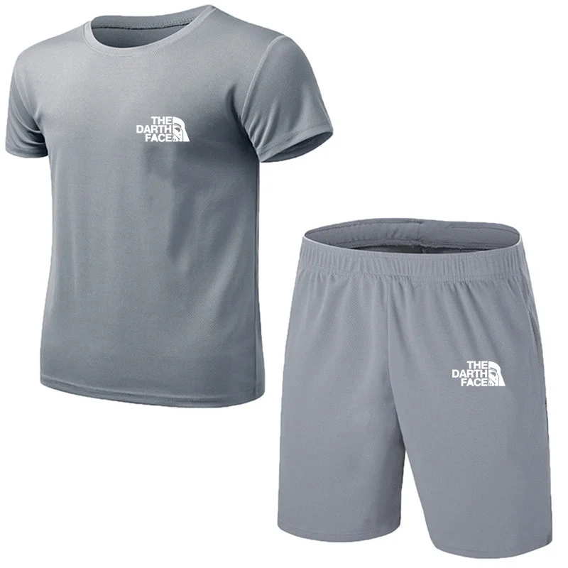 

2023 New Daiwa Sportswear Summer Suit Men's Fitness Suit Sports Suit Short-sleeved T-shirt + Shorts Quick-drying 2-piece Print