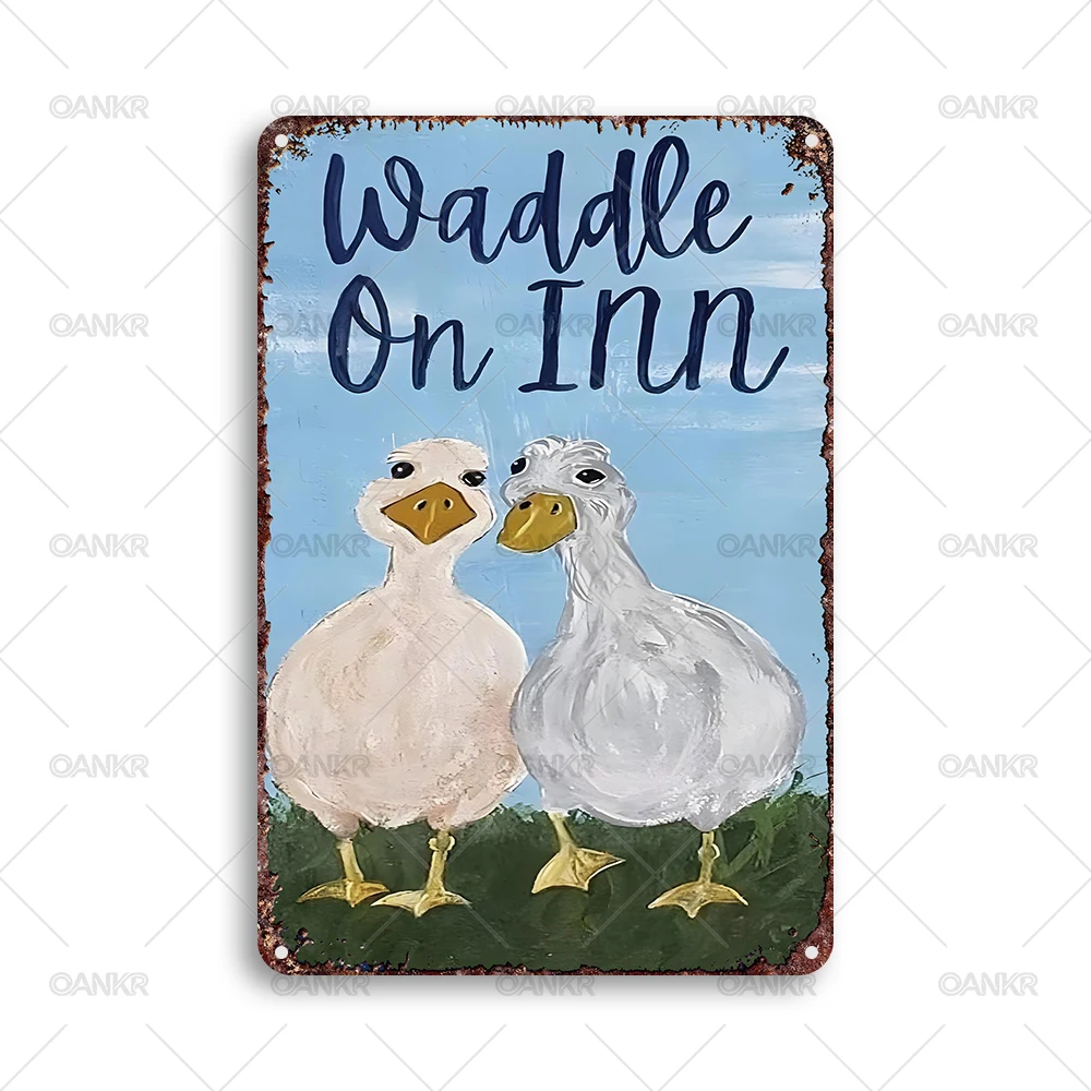 Винтажная металлическая табличка, ретро-вывеска Waddle On Inn Ducks для мужской комнаты, спальни, домашнего декора, настенный декор, аксессуары (art.: 3920da345acf1) - 3920da345acf1