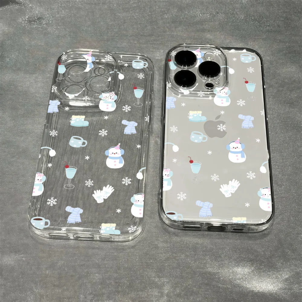 Фото Прозрачный мягкий чехол для телефона Winter Snowman для IPhone 17 16 15 14 13 12 11 Pro Xs Max Air Mini 7 8 6 6s Plus SE 2020 2022 Задняя крышка №3