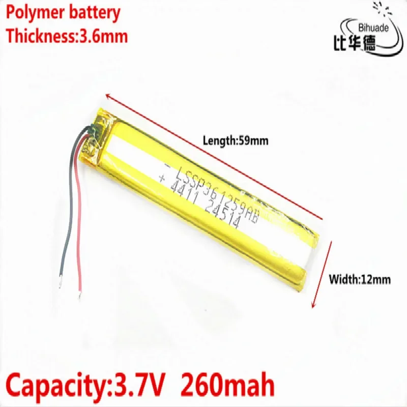 3 7 В 260 мАч 361259 Полимерный литий-ионный/литий-ионный аккумулятор для планшетных ПК
