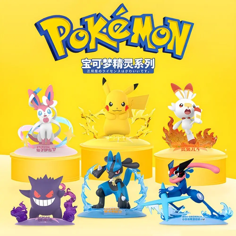 

Pokemon Anime Figure Genuine Pikachu Charizard Squirtle Bulbasaur Vulpix Scenes Version Figurine Toys PVC Model Collection Dolls