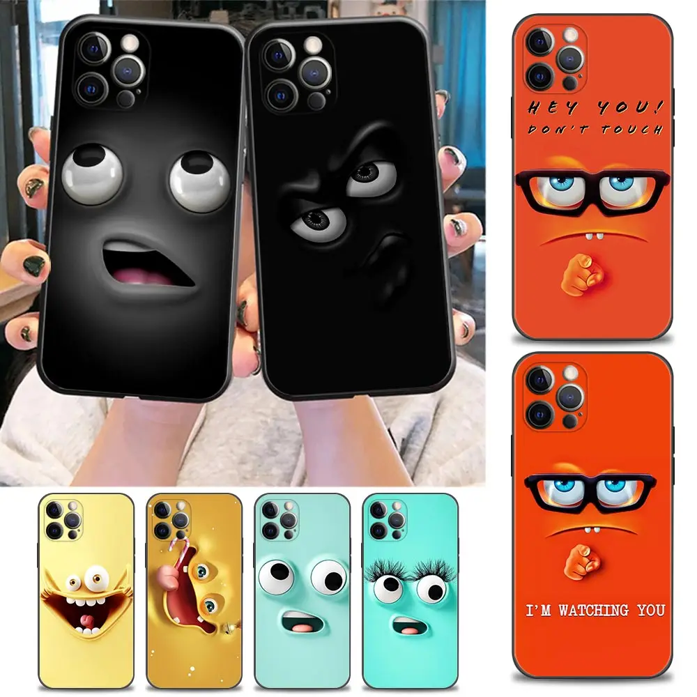 

Cute Funny Faces Art Phone Case for iPhone 5 6 S 7 8 Plus SE 3 2022 11 12 13 Pro Xs Max Mini XR X Case Black Soft Silicone Cover