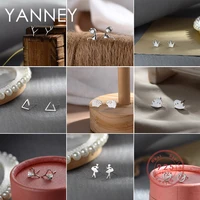 yanney silver color 2022 trend simple word stick bell puzzle stud earrings woman fashion square stars jewelry accessories
