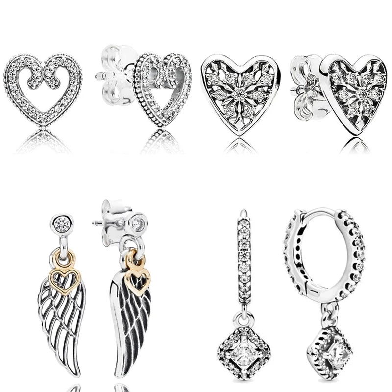 

Женские серьги из серебра 925 пробы, с перьями и сердцами