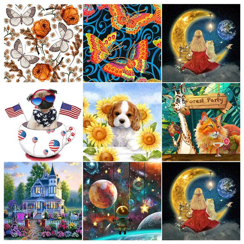 

Алмазная живопись 5D «сделай сам», животное, собака, Бабочка, полная фотовышивка, мозаика, искусство, Набор для вышивки крестиком, домашний декор, Новое поступление 2023