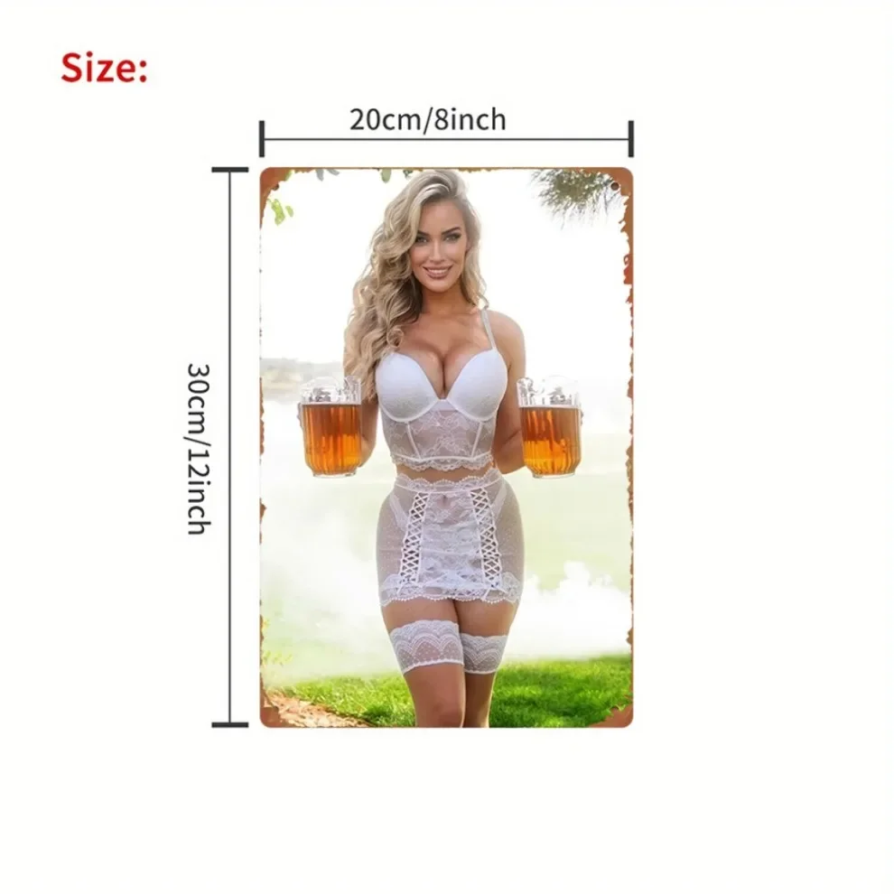 

Металлическое настенное украшение CIFBUY "Соблазнительная дама и пивная кружка"