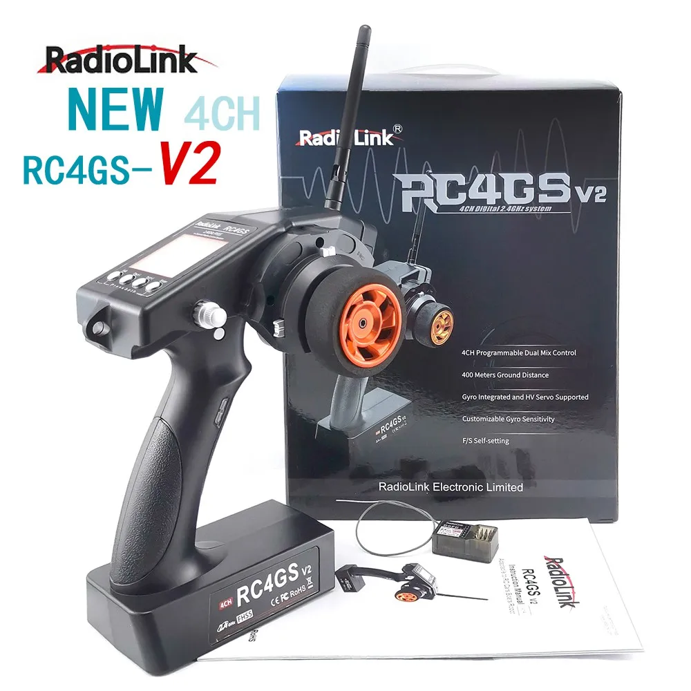 

RadioLink RC4GS RC6GS V2 2.4G 4CH 6CH 400M Distance Remote Controller Transmitter + R6Fg R7FG Gyro Receiver for RC Car Boat