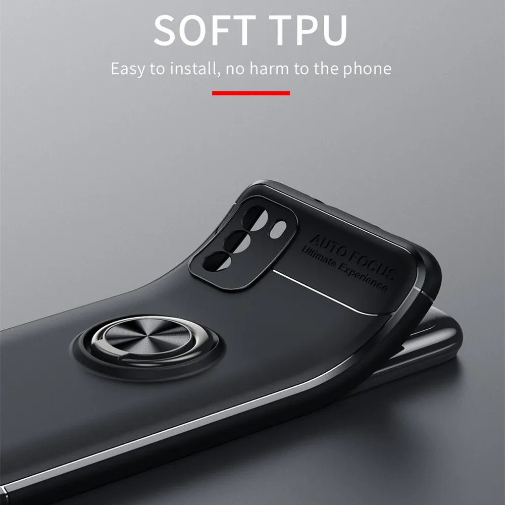 

For Redmi Note 9T Case for Xiaomi Redmi Note 9T 5G Shockproof Soft Silicone Magnetic Ring Stand Phone Cover for Redmi 9T 9 Power