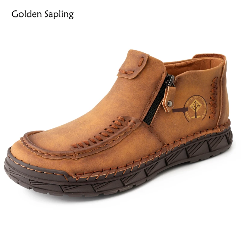 Мужские кожаные ботильоны в стиле ретро, на платформе