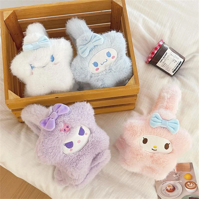 Милые плюшевые куклы Sanrio наушники Kuromi Melody Cinnamoroll зимние теплые антифризованные