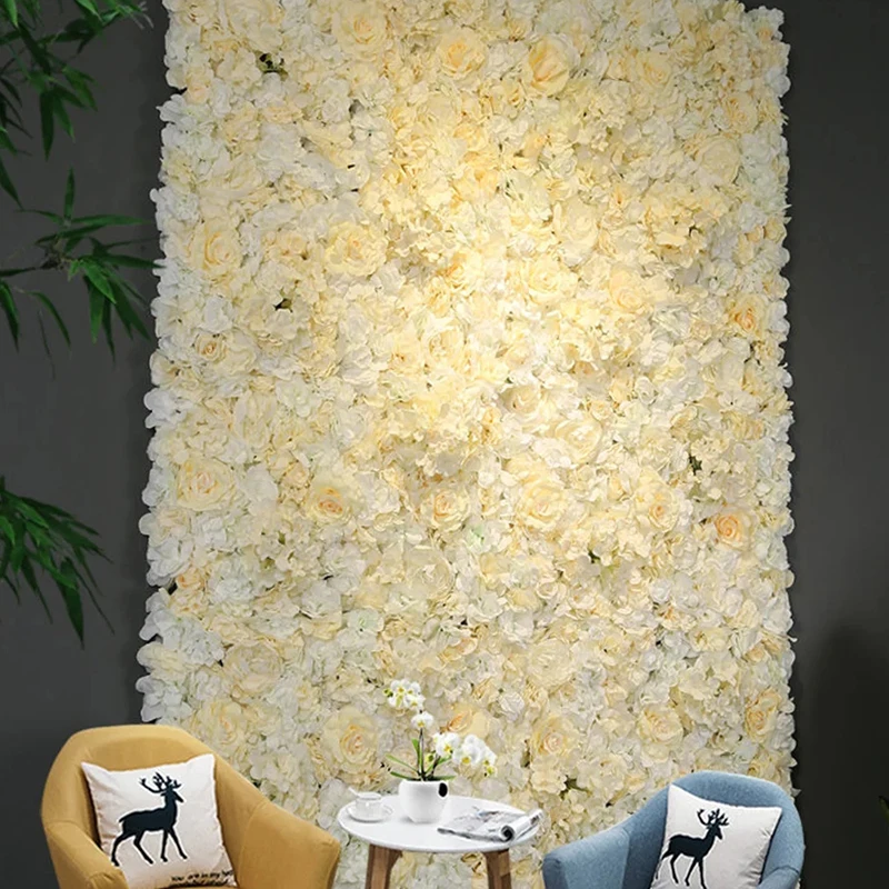 

Artificial Flower Wall Panels 16 x 24" Flower Wall Mat Silk Rose Flower Panels for Backdrop Wedding Wall Decoration