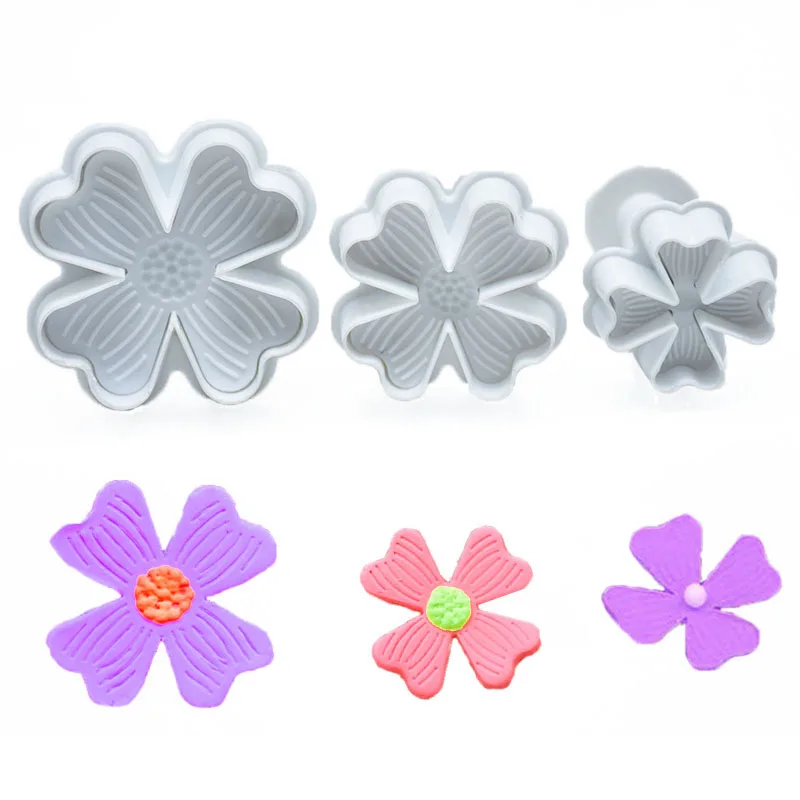 

3Pcs Wedding Lucky Clover Baking Kitchen Accessories Botany Plunger Cookie Cutter Biscuit Cake Mould Stamp Party Decorating Tool