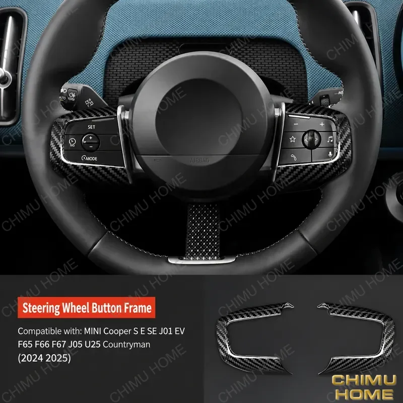 Фото 【CHIMU HOME】 Накладка на рамку кнопок рулевого колеса из настоящего карбона для Mini Cooper F54 F55 F56, элемент стайлинга интерьера №1