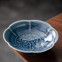 new fashion ceramic japanese fruit plate household sauce vinegar plate petal plate refreshment plate retro ceramic tray