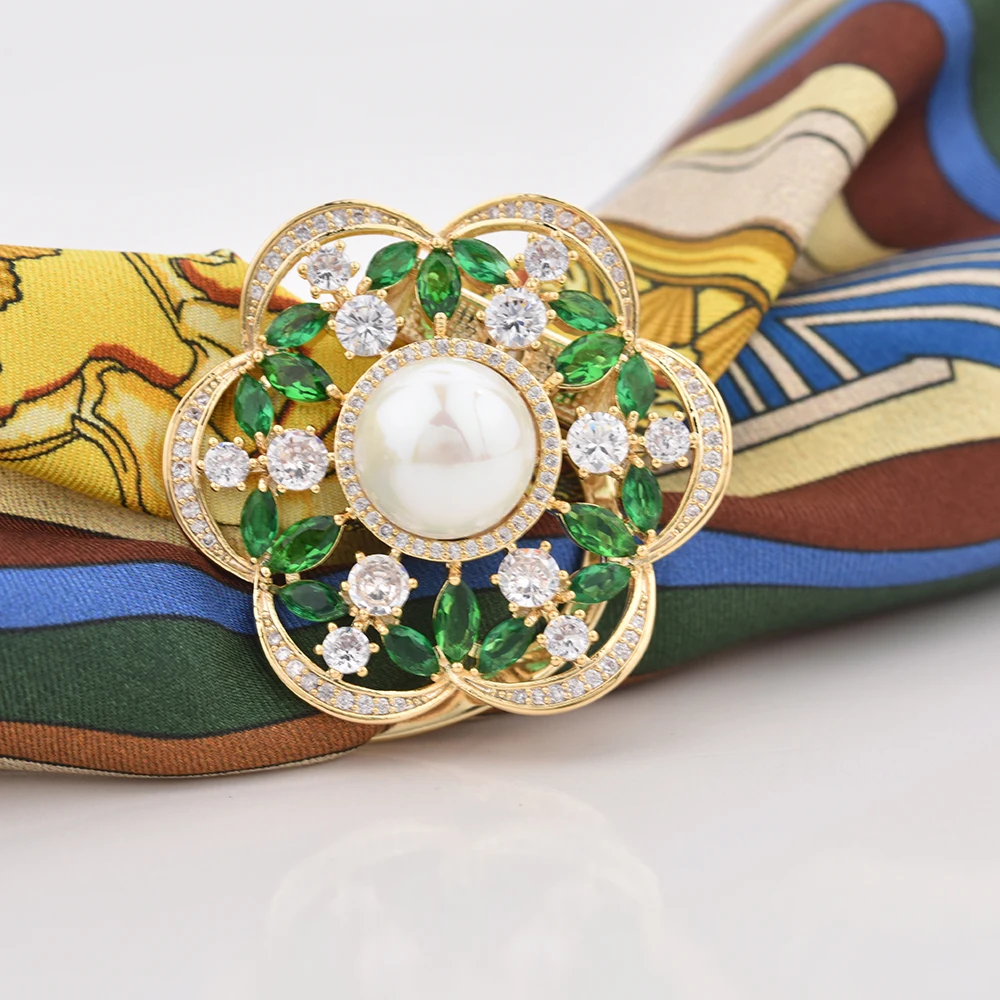 

Ювелирные изделия в виде пуговиц для шарфа, всесезонные универсальные из чистой меди с микро-инкрустацией из циркона, женская шелковая брошь для шарфа, угловая брошь для пальто