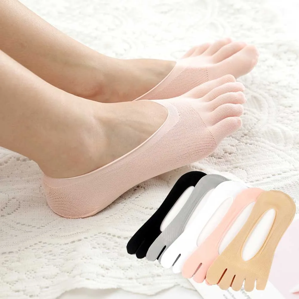 

Women Five Toes Breathable Socks Cotton Ultrathin Five-finger Invisible Anti-skid Anti-friction Boat Sock Ankle Socks