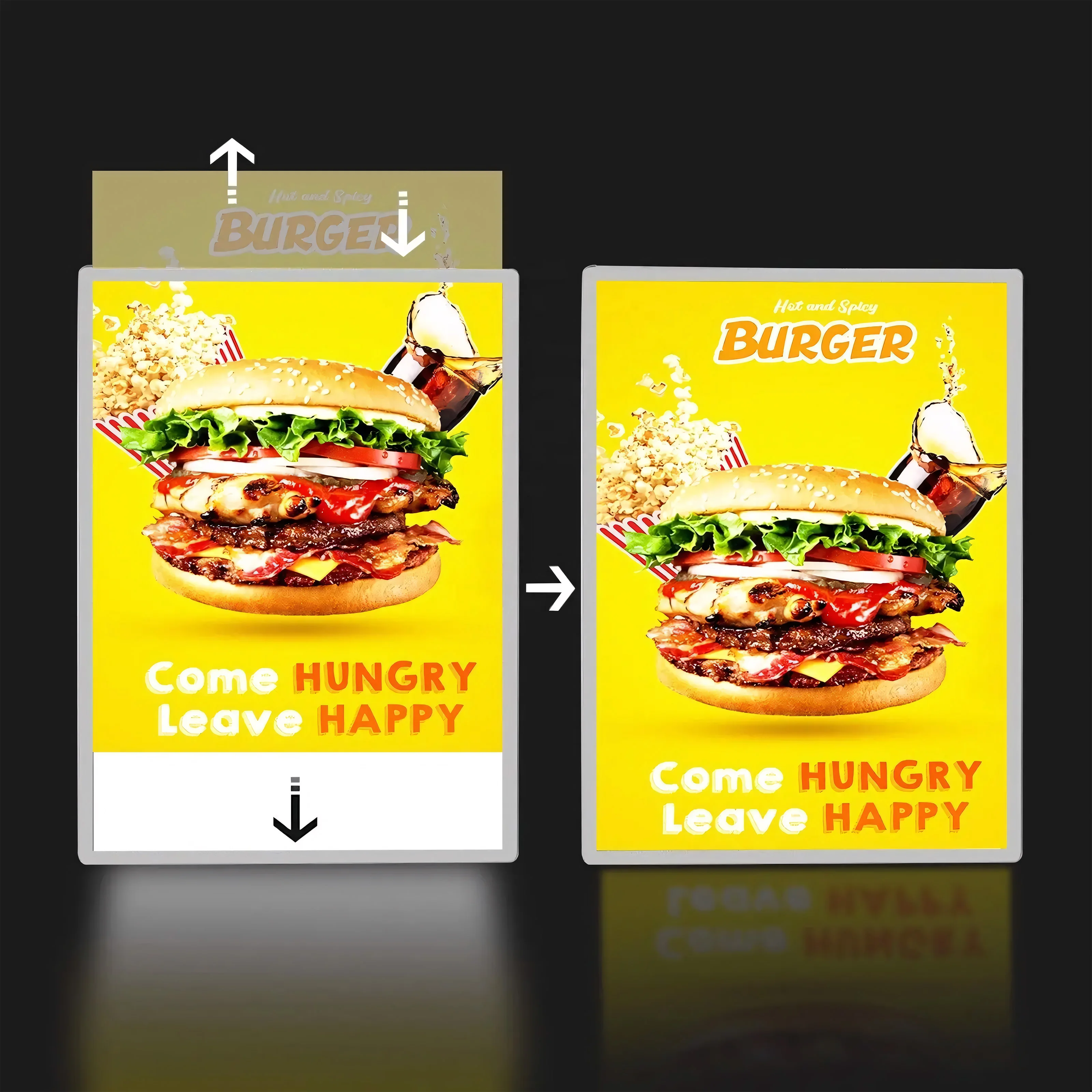 A3 Menus Display Stander Frame Плакат Светодиодный светильник Рекламная коробка Тонкая