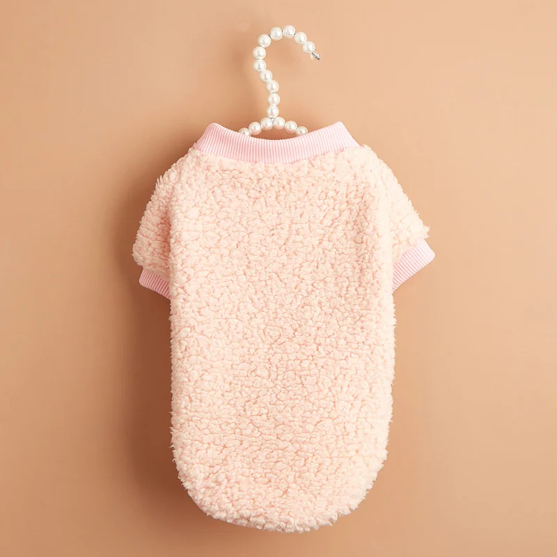 

pink Hoodies Dogs Clothing Warm Pet Dog Clothes Cat Thick Kawaii Solid color soft Costume Autumn Winter Casual Accessories gift