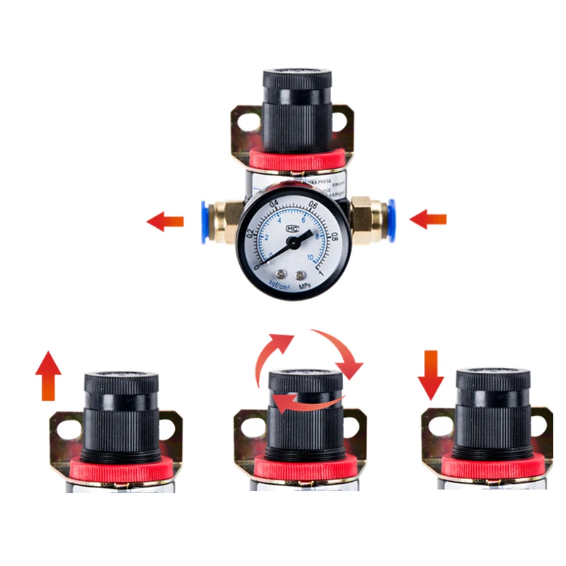 

AR2000 1/4" Thread BSP Pneumatic Air Compressor Pressure Regulator Reduction Valve 4MM-16MM Connector Fittings EU Type
