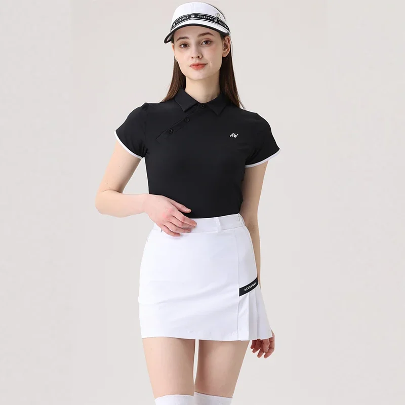 Azureway женская тонкая рубашка для гольфа с воротником-стойкой топы отдыха