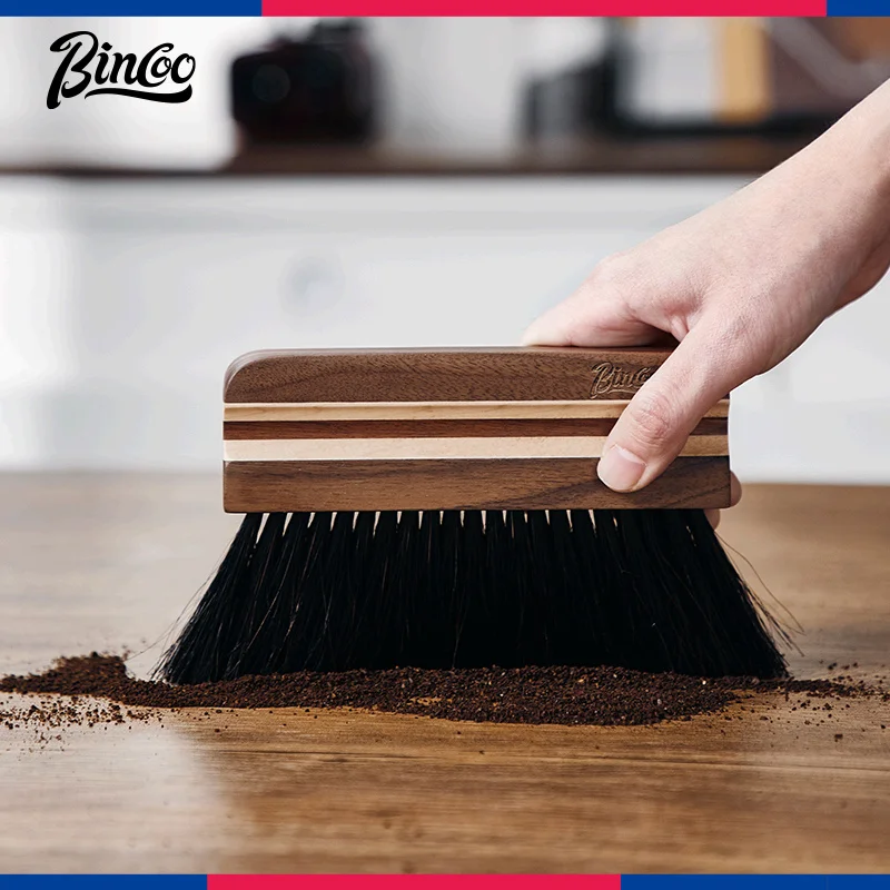 

Bincoo Coffee Desktop Cleaning Brush Walnut & Sapele Coffee Powder Dusting Espresso Brush Accessories for Home Barista Tool