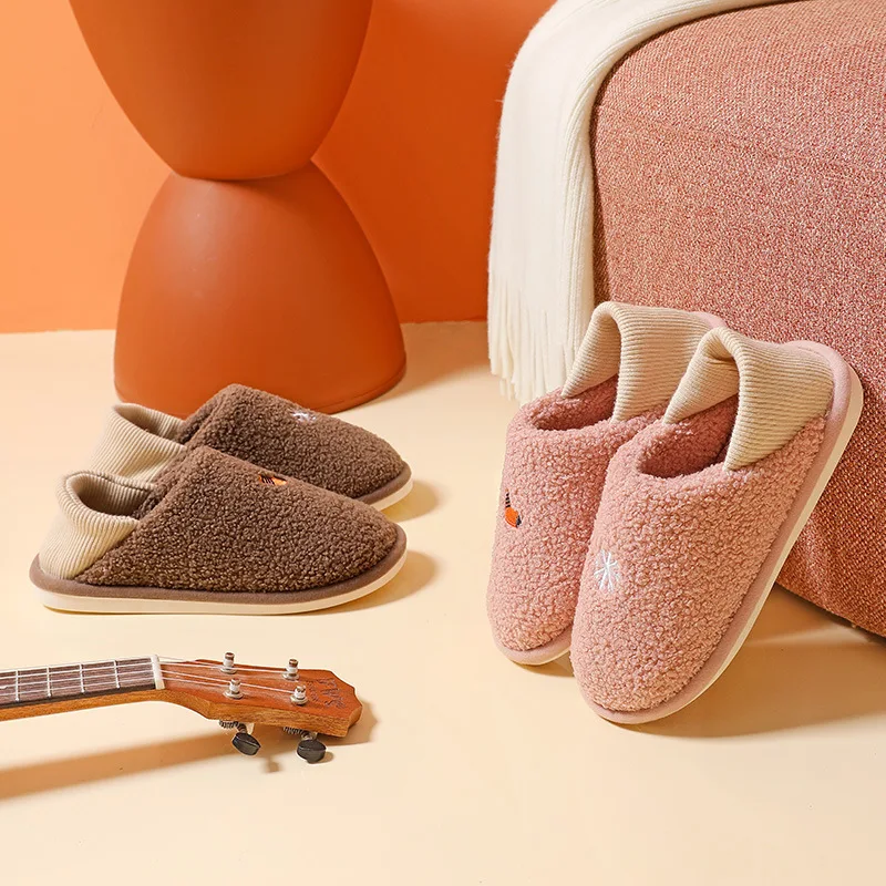Warm winter woman slipper Fluffy slippers Thermal House Non slip Grip Contton Plush Indoor rubber Shoes Ladies Fuzzy Cozy Soft