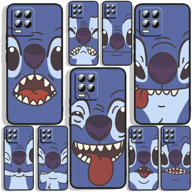 

Animation Stitch Disney Phone Case For OPPO Realme C2 C3 C11 C20 C21 C21Y Q3S Q5i X2 X3 Neo2 GT2 GT Neo3 Black Funda Cover Soft